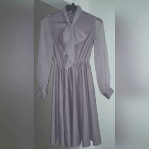 Vtg 60s-70s XXSP violet purple sheer tie neck dress